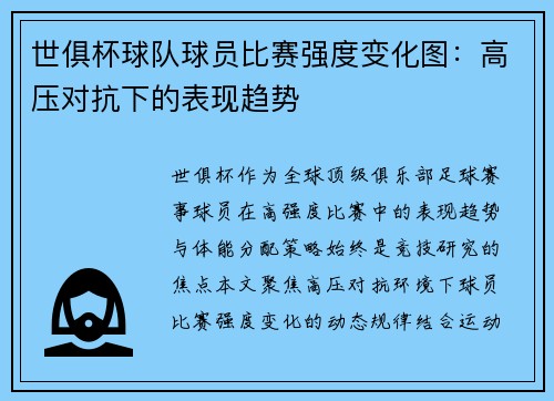 世俱杯球队球员比赛强度变化图：高压对抗下的表现趋势